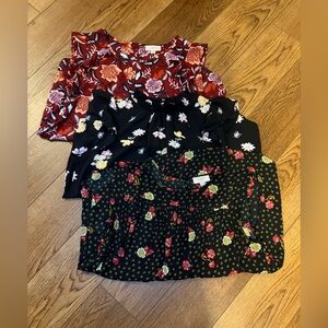 Lot of 3 LOFT Floral Peasant sleeveless Blouses